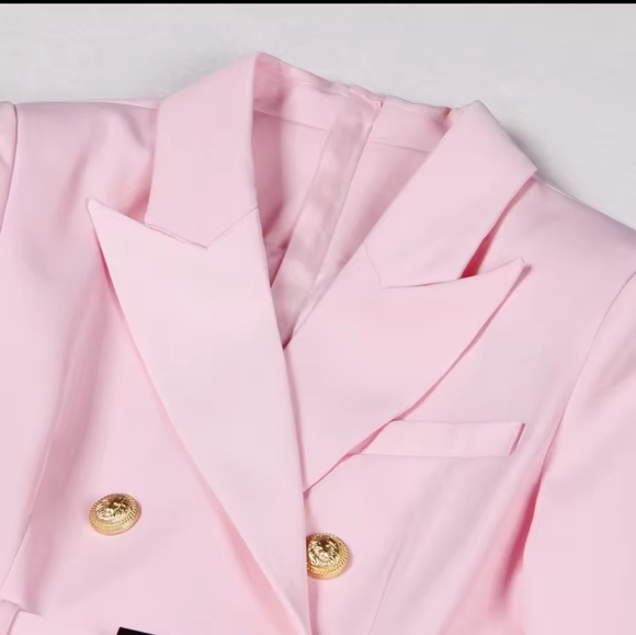 Elegant Pink Blazer with Gold Accents - Picture 5 of 11